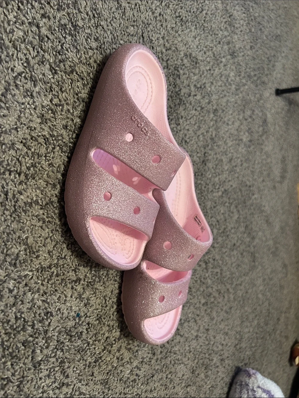 CROCS Kids Glitter Pink Slide Sandals
